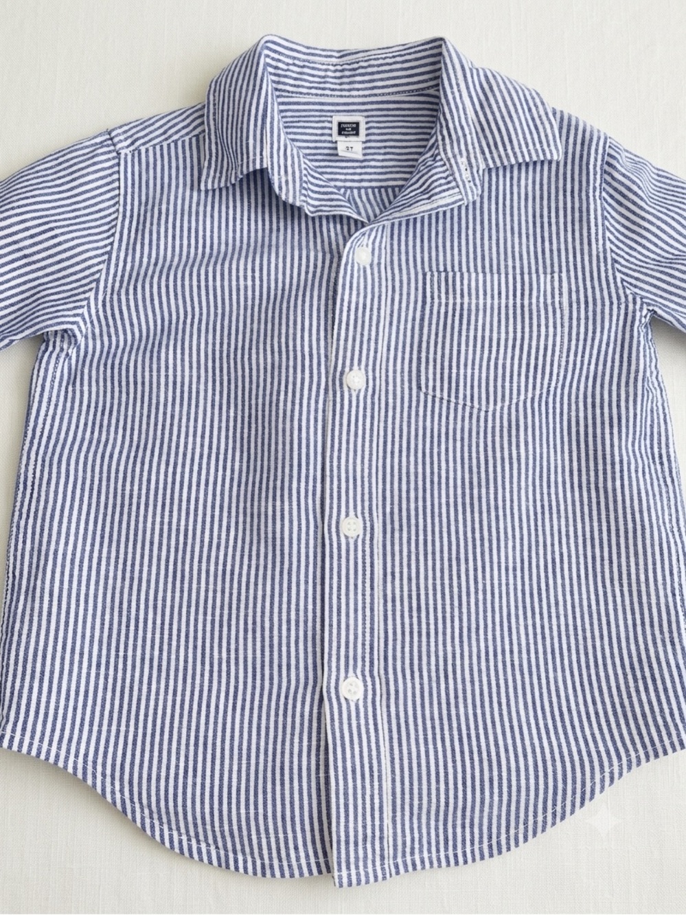 Janie and Jack Blue Striped Rolled Cuff Button Down Shirt 2T EUC